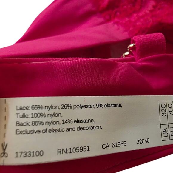 Skarlett Blue Minx Lace Balconette Bra, Bright Poppy, NWT, 32C - Picture 7 of 7